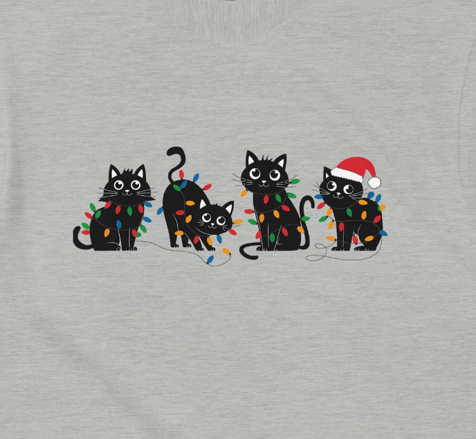 Festive Cats in Christmas Lights