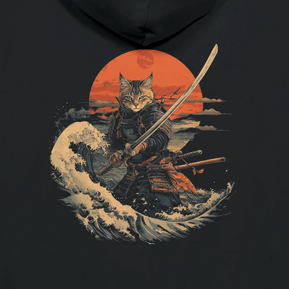 Sunset Samurai Cat - PRINT ON BACK.
